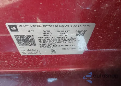 2018 Chevrolet Silverado 1500 1Lt из США, поврежденный, VIN 3GCUCRER2JG192832